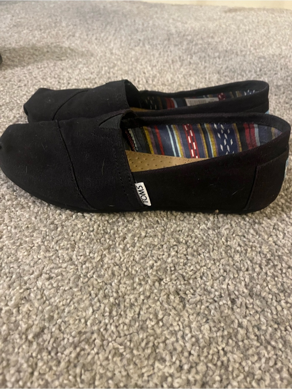 Toms Black Canvas Women’s Slip-On Loafers